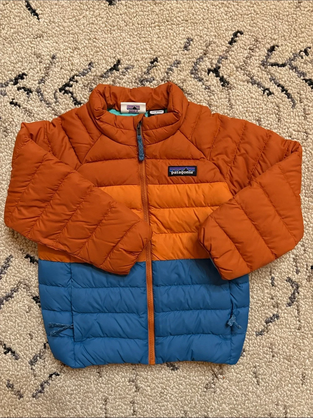 Patagonia Kids Puffer Jacket & Tan Sherpa Hoodie (3T)